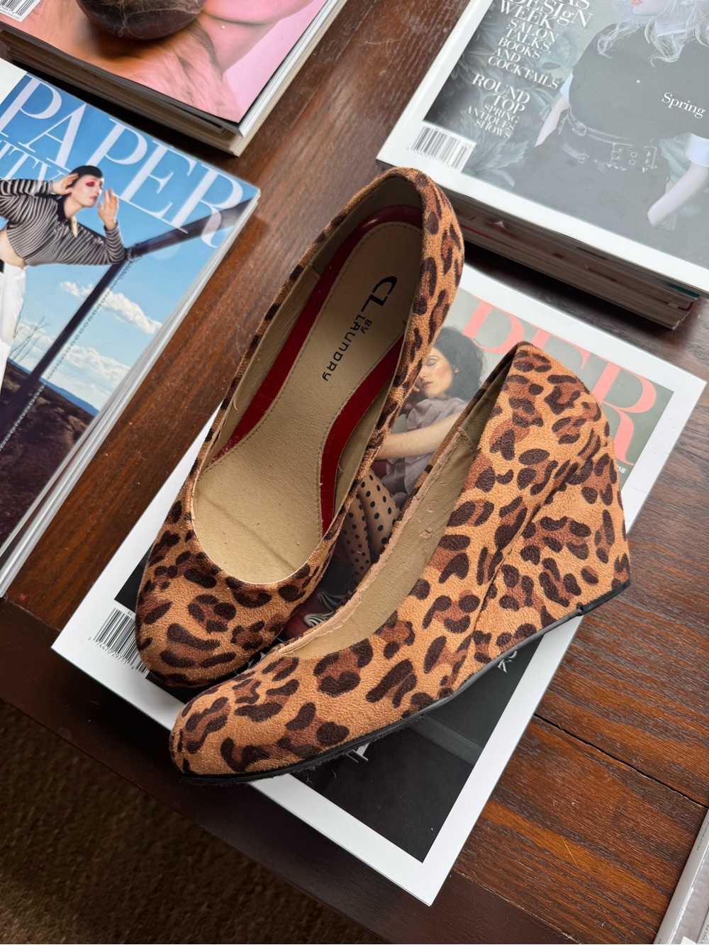Chinese Laundry Leopard Print Wedge Heels - Brown and Black